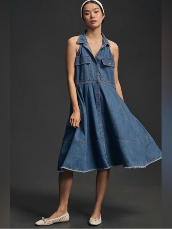 Dresses & Skirts - Anthropologie Pilcro Sleeveless Halter Swing Midi Dress